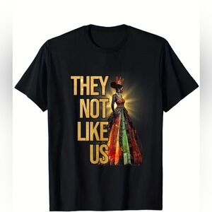 Black Graphic T-Shirt with Colorful Design "They Not Like Us"